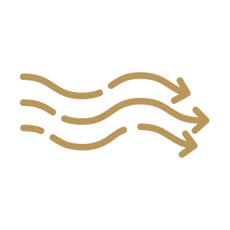Three parallel curved lines depicting wind